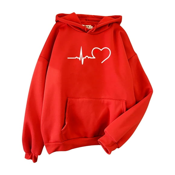 IMENGL Hoodie fashion sweatshirt with hood plain, Red M, Size M-3XL