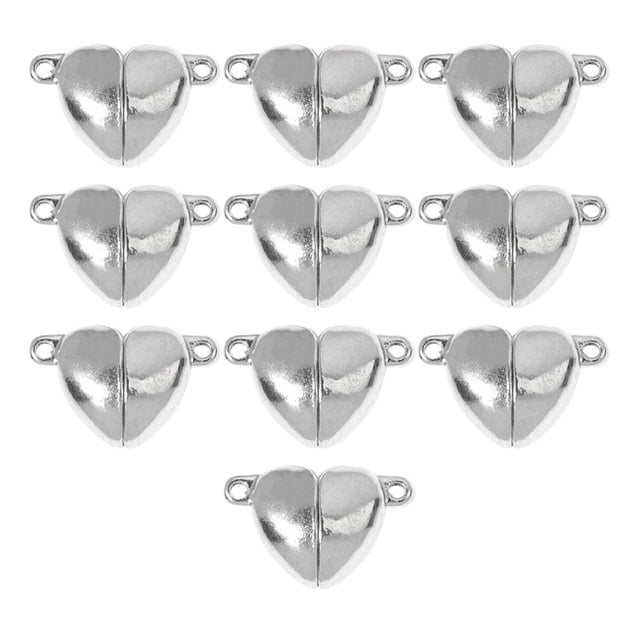Rongfmy Jewelry Locking Clasp Connector Necklace Making Heart Shape 10pcs