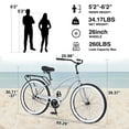thumbnail image 6 of 26 inch Bike for Adults, Beach Cruiser Bike for Women Men, Single Speed Cruiser Bicycle with Dual Brakes, City Bike, Commuter Bike, 85% Assembled, Silver, 6 of 6
