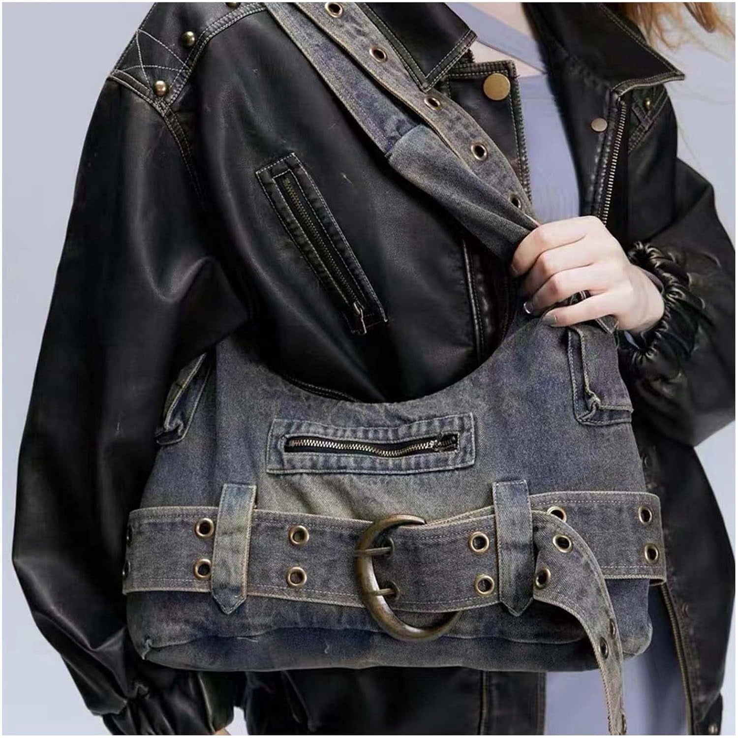 Municipal Fashion Ladies Denim Crossbody Bag Cowboy Crossbody Bags for Women Women Fashion Tote Bag Daily Commuter Shoulder Bags