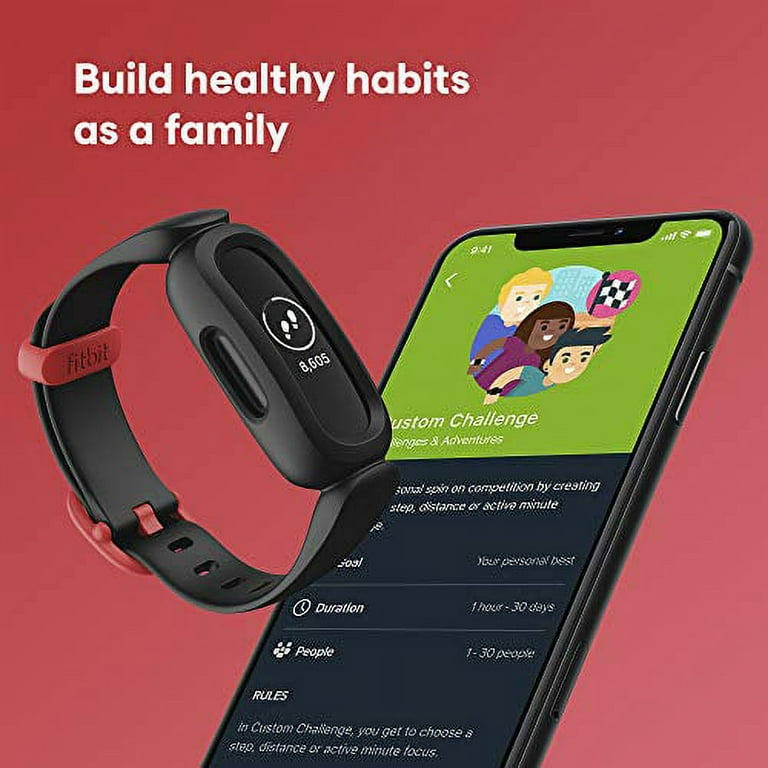 Fitbit Ace 3 Activity-Tracker for Kids 6+ One Size, Black/Racer Red