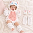 thumbnail image 2 of CUZIBR Girl Halloween Boy Fuzzy Cat Onesie With Gloves Leg Warmer Animal Romper Bodysuit Hooded Zip Up Long Sleeve Funny Dress-up Party Clothes,White,3-6 Months, 2 of 8