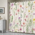 thumbnail image 5 of Spring Summer Flower Shower Curtain, Eucalyptus Leaves Countryside Retro Waterproof Shower Curtain Set with 12 Hooks Lightweight Bath Curtains Fabric Bathroom Decor 36x72 Inches, 5 of 9