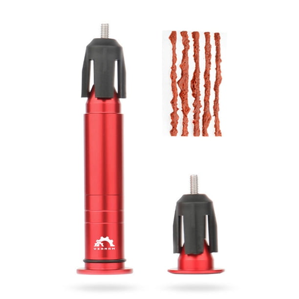 Kit de reparación de neumáticos sin cámara de bicicleta, herramienta de taladro para neumáticos de bicicleta de carretera MTB con 5 tapones para neumáticos y extremo de manillar