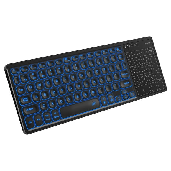 Wireless Dual-mode Keyboard 2.4G/BT Wireless Connection Ergonomic Design 7-color Backlight Effect with Touchpad Wide Compatibility
