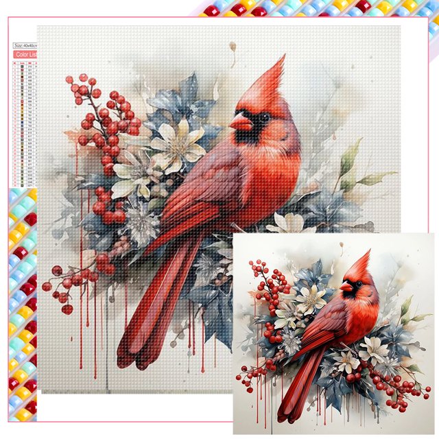 Kit Con Cuentas Cuadradas 5D DIY Cardenal Del Arte 45x45cm