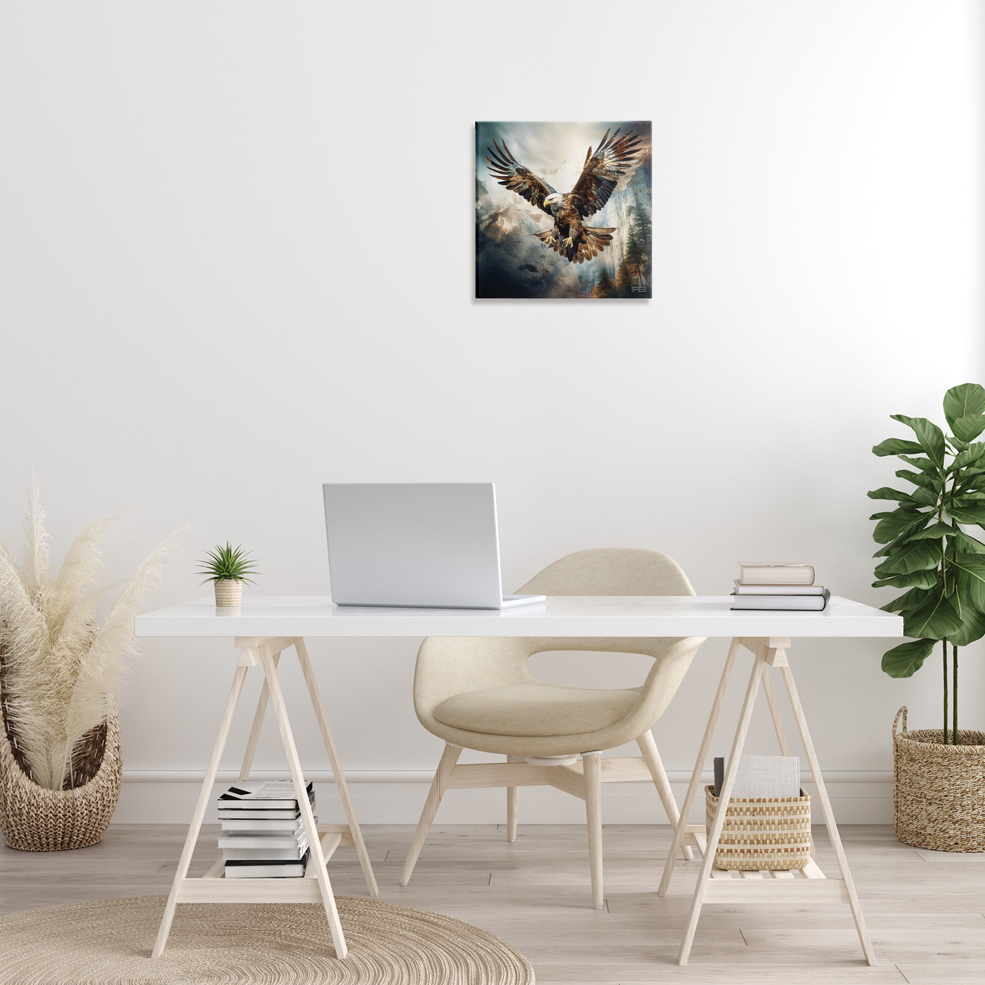Stupell Industries Intense Eagle Spreading Wings Animals & Insects Painting Gallery Wrapped Canvas Art Print Wall Art, 17 x 17