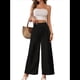 thumbnail image 3 of Pantalones de Mujer con Cintura Elástica Fruncida, Pierna Recta, Tiro Alto y Largos. Negro M, 3 of 8