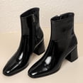 thumbnail image 2 of NECHOLOGY Botas Mujer Adulto Femenino Zapatos Botines mujer Botas de tacón con cremallera en el tobillo para mujer de talla grande de cuero a la botas de mujer gruesas laterales (Black, 8.5), 2 of 7