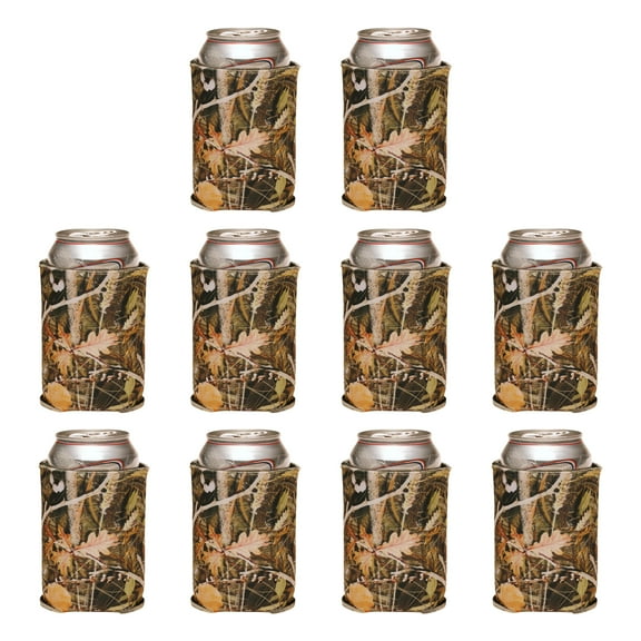 10 Camo Collapsible Can Coolers Pack - PU Foam, 12-16 oz. Cans - Camo
