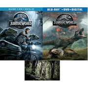 Jurassic World & Fallen Kingdom Double Feature 2 Blu Ray Set Chris Pratt Includes Velociraptor Glossy Print Art Card