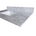 thumbnail image 4 of 43‘’x22" bathroom stone vanity top engineered stone carrara white marble color with rectangle undermount ceramic sink and faucet hole with back splash, 4 of 8