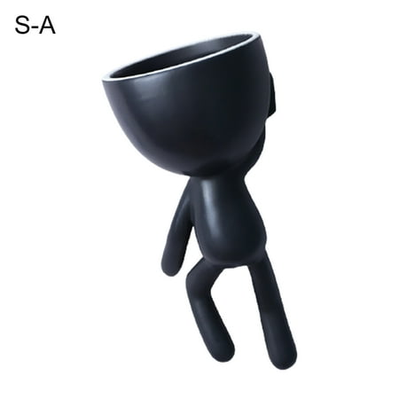 

JANGSLNG 1 Set Hanging Flower Pot Unique Shape Eco-friendly Ceramic Cartoon Human Statue Flower Pot for Home