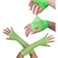 thumbnail image 3 of YooGuoGuo 2 Pairs Women Fishnet Gloves,Long and Short Set Mesh Fingerless Gloves for 80s Theme Party Halloween Costume, 3 of 5