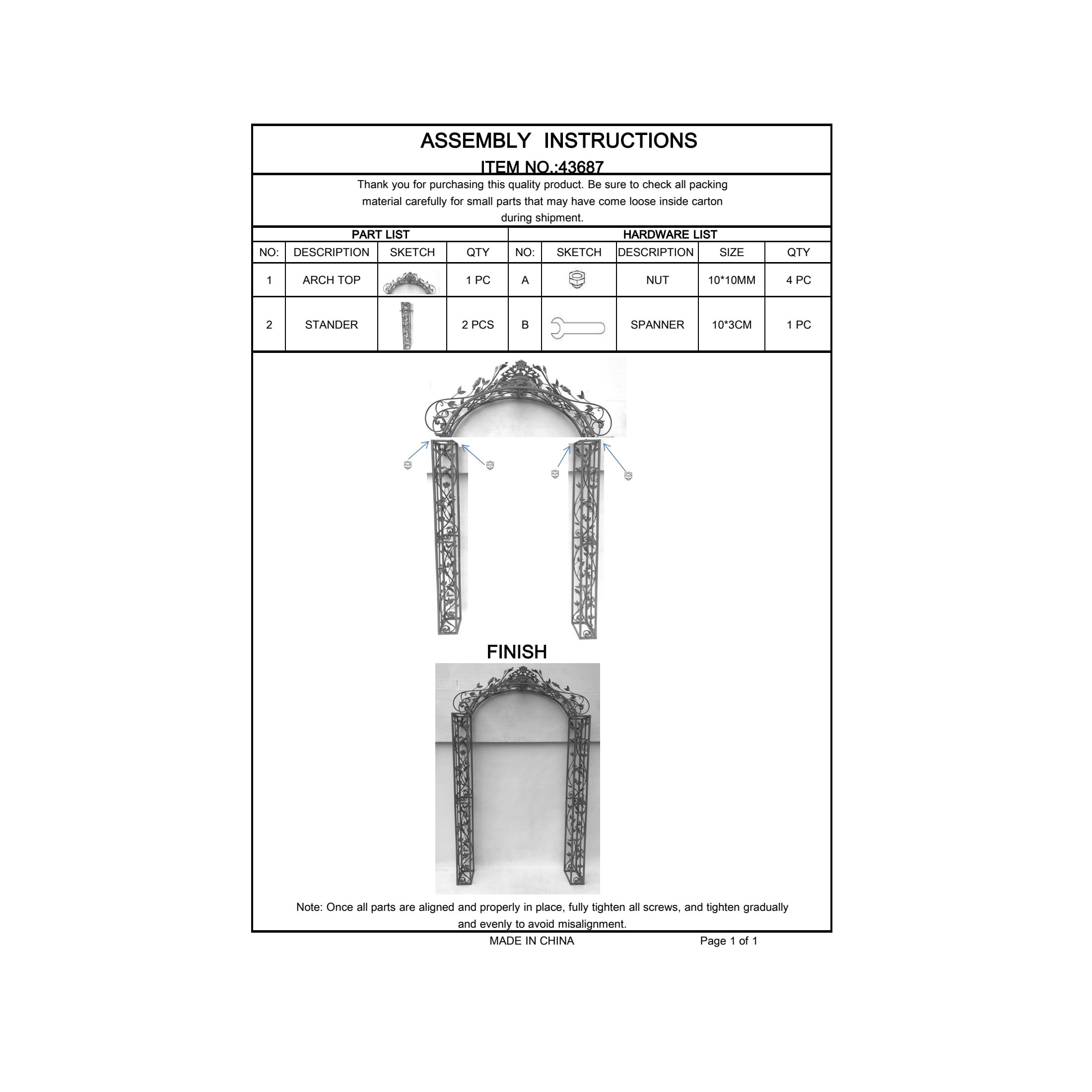 DecMode 93" Arched Green Metal Bird Garden Arbor with Scrolled Vines