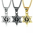thumbnail image 2 of GKNET Mens Silver Gold Black Jewish Star of David Pendant Punk Necklace Box Chain 24"-Gold, 2 of 6