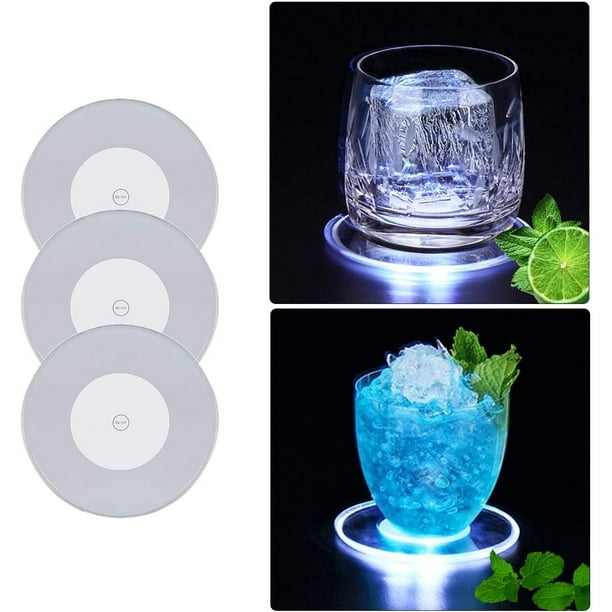 ZenBath 3 Pack Led Cocktail Coaster Light Up Coasters for Drinks Light