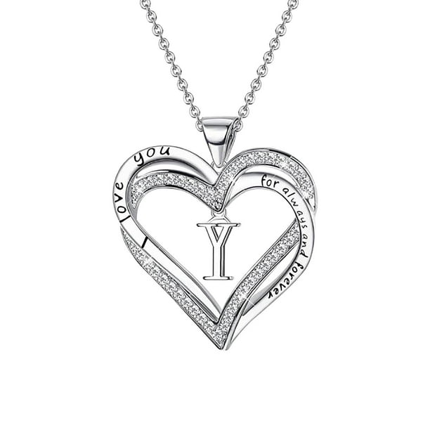 Collar de diamantes Xihbxyly en doble corazon 26 letras en inglés