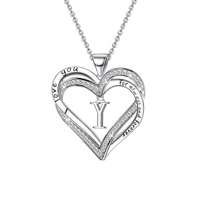 Heliisoer Collier pour Femme à Double Cœur avec Diamant avec Collier pour Couple