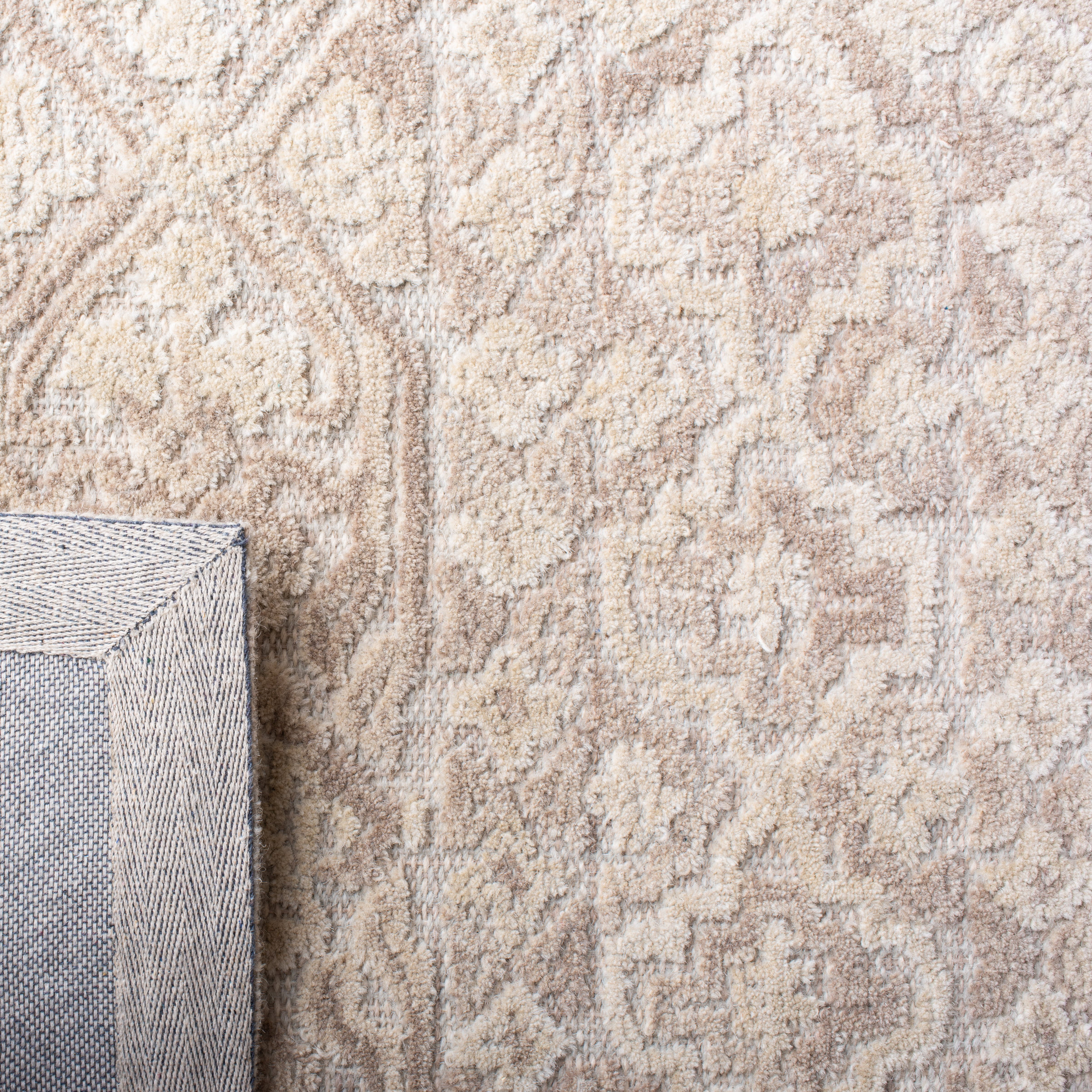SAFAVIEH Abstract Spencer Distressed Wool Area Rug, Beige/Light Brown, 9' x 12'