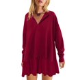 thumbnail image 2 of ATENAR Womens Dresses,Dresses for Women,Womens Fall Dresses,Long Sleeve,Easy Care,Soft,Solid,2XL(US:12), 2 of 7