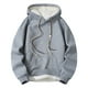 thumbnail image 3 of MHFRRA Sudadera con Capucha para Hombre, de Color Liso, Gruesa, Cálida y Cómoda, Informal, Holgada y Moderna, para Invierno Gris, 3 of 5