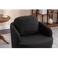 thumbnail image 3 of Oversized Swivel Accent Chair for Living Room, 360° Swivel Barrel Modern Chair Comfy Linen Upholstered Armchair with Soild Wood Round Brown Base for Bedroom, Dark Gray, 3 of 9