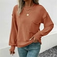 thumbnail image 2 of Baqcunre Women's Clothing, Womens Tops 2025 Oversized Long Sleeve Crewneck Waffle Knit Shirts Business Casual Blouses Basic Shirts Valentines Day Gifts, 1Pc Sweater Orange S, 2 of 8