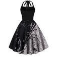 thumbnail image 3 of Hvot&aat Women 50s Vintage Cocktail Swing Dress Halter Neck A-Line Dresses Prom Tea Party Dress, 3 of 6