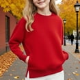 thumbnail image 2 of KAUOD Girls Cotton Sweater Fleece Warm Plain Crew Neck Pullover Tops Clothes Teen Kids Thick Cute Long Sleeve Sweater, 2 of 4