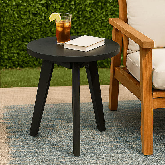 Homy Casa Small Outdoor Side Table, Perfect for Patio, Balcony, and Garden Relaxation, Dark Gray