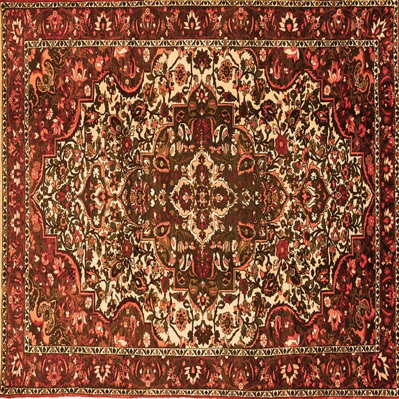Ahgly Company Indoor Square Persian Orange Traditional Area Rugs, 3' Square