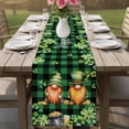 thumbnail image 4 of St. Patrick's Day Table Runner - 120 Inch Long Cute Gnomes Lucky Shamrocks Green Black Plaid Cotton and Linen Blended Dress Scarves Farmhouse Table Runner for Kitchen Dining, Coffee Table, 13" x 120", 4 of 8