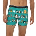 thumbnail image 2 of Xecao Cartoon Dogs Print Boxer Briefs for Men's Stretch Moisture-Wicking Underwear, Mid-Rise Classics breathable fabric, 2 of 7