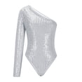 thumbnail image 4 of Alkepwun Womens Bodysuits One-Shoulder Sequin Solid-Color Fitted Jumpsuit Sexy Comfort Tummy Control Long-Sleeve One Piece Tops for Wedding Guest, 4 of 6