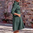 thumbnail image 4 of Vestido con cuello en V y solapa para mujer vestido midi de línea A de color liso vestido de viaje con dobladillo grande, 4 of 7