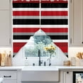 thumbnail image 4 of Red Black Swag Valances for Windows 2 Pack Grey Stripe Abstract Modern Geometric Striped Swag Kitchen Curtains 36 Inches Long Rod Pocket Short Window Treatment for Kitchen Bathroom 28"x36", 4 of 8