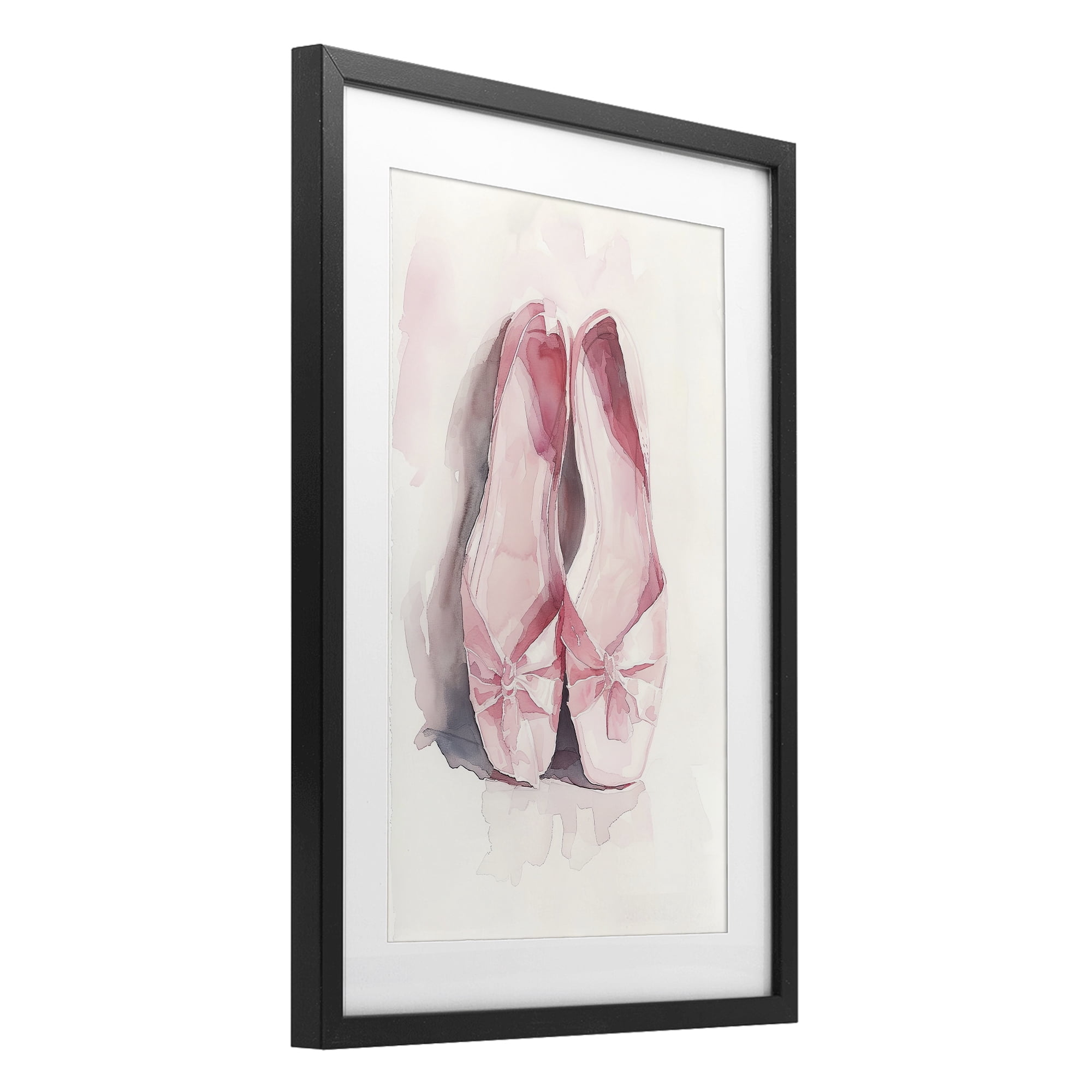 Stupell Industries Soft Blush Ballet Slippers Black Framed Print Under Glass, design by Ray Powers