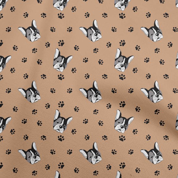 oneOone Cotton Cambric Light Brown Fabric Bull Fabric For Sewing Printed Craft Fabric By The Yard 56 Inch Wide