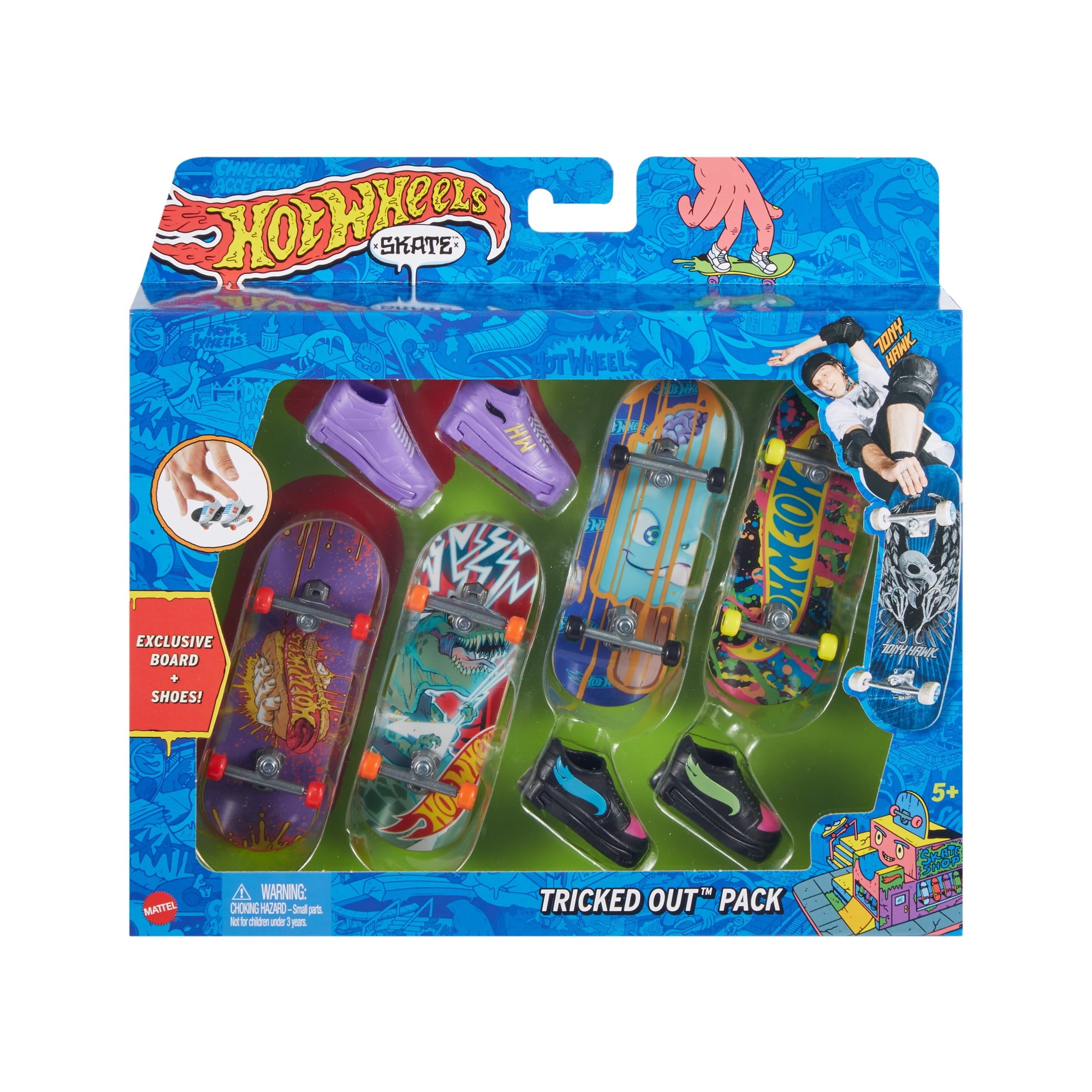 Hot Wheels Skate Tony Hawk Set of 4 Fingerboards & 2 Sets of