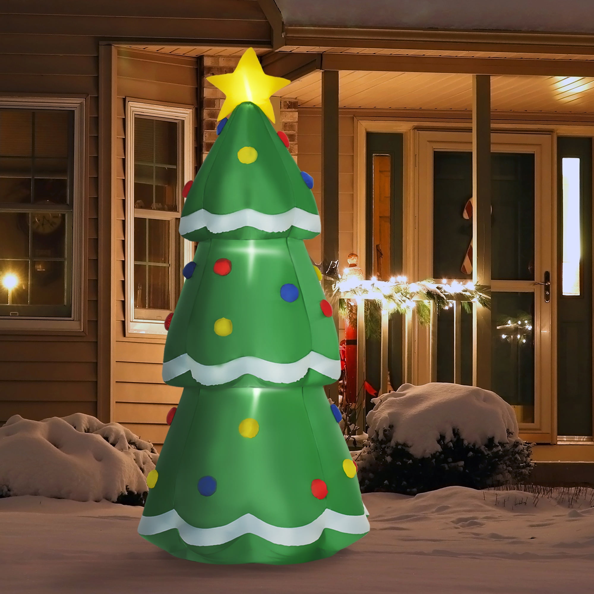 Htovila Outdoor 8ft Blowup Christmas Tree Holiday Yard Inflatable Xmas