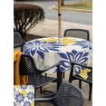 thumbnail image 5 of Outdoor Tablecloths with Umbrella Hole & Zipper, Geometric Flower 60x60 Inch Square Tablecloths, Vintage Country Floral Blue Yellow on Linen Waterproof Table Cloth, Patio/Pool/Picnic Table Covers, 5 of 8