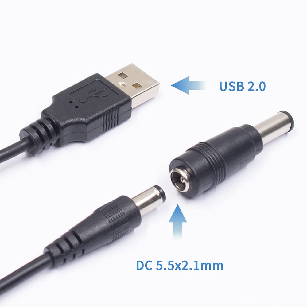 5V DC 5.5 2.1mm Charging Cable Power Cord, USB to DC Power Cable with 13  Interchangeable Plugs Adapters 