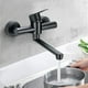 thumbnail image 2 of Grifo de cocina de montaje en pared exclusivo, acabado negro mate, diseño que ahorra espacio para fregadero de dos senos, rotación de 360°, cuerpo de acero inoxidable 304, superficie resistente a la, 2 of 5