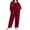 #7Wine, variant on Byworldtasic Womens 2 Picec of Outfit Plus Size Sets Long Sleeve Solid Loose Top and Wide-leg Long Pants Flannel Suit