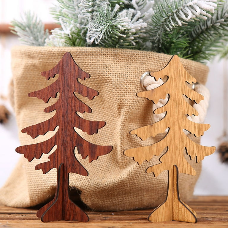 NOLITOY Wooden Pile Ornaments Table Christmas Tree with Lights Christmas  Pinecone Tree Wooden Tree Decor Christmas Collectible Figurines Simulation