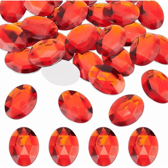 1box 30 Pcs 40x30mm Extral Large Oval Acrylic Rhinestone Gems Acrylic Jewels Embelishments Crystals Flat Back Red Jewels Embelishments Gems for Costume Making Cosplay Jewels Crafts Red