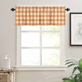 thumbnail image 3 of Orange Plaid Curtain Valance for Windows/Kitchen/Living Room/Bedroom, Gradient Geometric Buffalo White Checkered Rod Pocket Window Treatment Short Drape Topper Small Tier Cafe Curtains Panel 54X18, 3 of 8