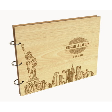 Darling Souvenir Personalized Engraved Laser Cut Wedding Guest Book Wooden Cover Sign-in Book Registry Guestbook Scrapbook-2A