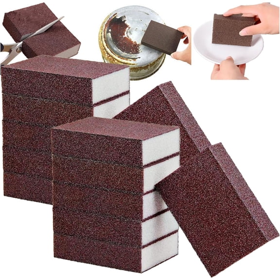 Silicon Carbide Sponges, Steel Sponge for Pans, Mineral Steel Sponge for Stainless Steel Pans, Heavy Duty Scouring Sponges for Rust Removal, Kitchen Cleaning (8 Pieces)